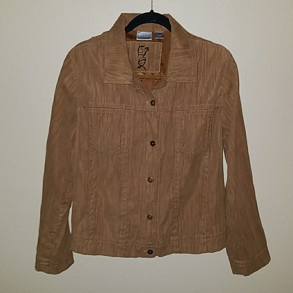 Chico's faux suede textured button up top blouse